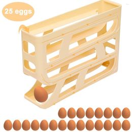 Kitchen Storage 4 Tiers Automatic Scrolling Egg Rack Space-Saving Rolling Eggs Container Dispenser For Refrigerator