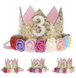 Dog Apparel 1 Pc Pet Cat Hat Birthday Party 1st 2nd 3rd Year Floral Princess Crown Puppy Kitten Decor Cap With Headband1422818