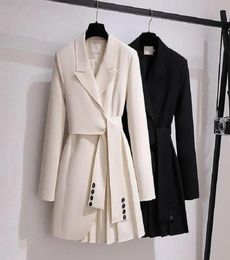 Women039s Trench Coats Fashion Coat Dress Women 2022 Spring Autumn Windbreaker Female Plus Size 4XL Black White Belt Blazer Vin2069486