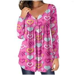 Women's T Shirts Women T-Shirts Long Sleeve Sexy Tunic Tops Valentine'S Day Summer Spring Blouse V Neck Tee Casual Loose Office Blusas