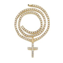Pendant Necklaces Cross Pendant Hip Hop Necklace 4mm Moissanite Diamond Tennis Chain 925 Silver for Women Men Jewelry 20inch