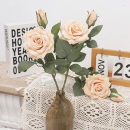 Decorative Flowers Artificial Beautiful Silk Rose Sprigs For Home Table Wedding Holiday Decor Vintage Fake Plants Christmas Decoration