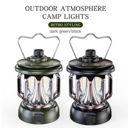 Retro portable camping light rechargeable chandelier outdoor light with 3 modes adjustable flashlight with USB 240514
