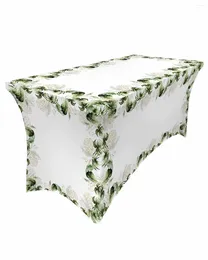 Table Skirt Watercolour Palm Green Leaves Plant Elastic Wedding El Birthday Cover Buffet Tablecloth Decor