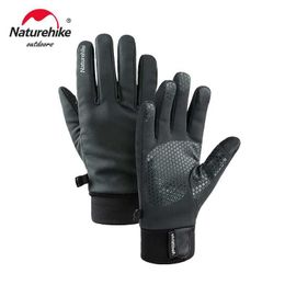 Sports Gloves Naturehike-Mountain Riding Gloves Touch Screen Fleece Anti-slip Waterproof Outdoor Fishing Cycling Sports Winter Q240525
