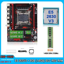 Motherboards X99 Motherboard Kit XEON LGA 2011-3 Set E5 2630 V3 With 8GB(1 8GB) DDR4 REG RAM Combo Four Channel 2630V3