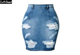 Cultiseed Women Jeans Skirt 2019 Female High Waist Hole Slim Hip Party Denim Jeans Pencil Skirts Ladies Office Work Skirt4325592