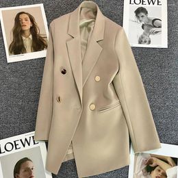 Women's Suits Green Metal Buckle White Suit Jacket Casual Office Lady High-end Feel Western-style Clothes Spring Autumn 2024