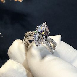 Elegant Marquise cut 3ct Lab Diamond Ring White Gold Filled Bijou Engagement Wedding band Rings for Women Bridal Party Jewellery Akipv