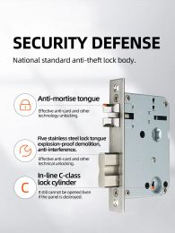 PHIPULO Tuya Smart Door Lock Digital Electronic Lock One-grip Unlock Fingerprint Card Key Tuya Lock Smart Home