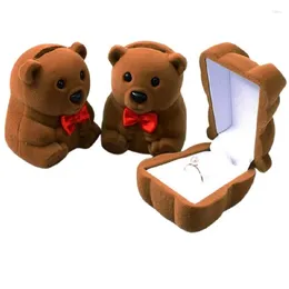 Gift Wrap 100pcs Velvet Mini Bear Display Box Ring Pendant Earring Boxes Storage Case For Proposal Engagement Wedding