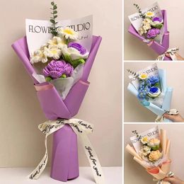 Decorative Flowers 1 Set Artificial Flower Bouquet Eternal Rose Crochet Wedding Guest Gift Bouquets Of Mother's Day