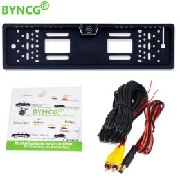 BYNCG 2021 New Arrival European Car License Plate Frame Auto Reverse Backup Rear View Camera 12LED Universal CCD Night Vision