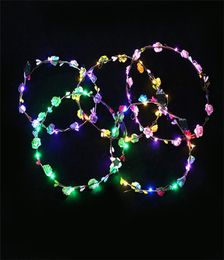 LED Headband Lights Glow strings Flower Crown Headbands Light Up Hair Wreath Hairband Garlands Women Christmas Party Wreaths9113041