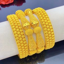 XUHUANG Dubai African Luxury Gold Color Bangles 24K Jewelry Engagement For Women Bridal Wedding Bracelets Trend Jewellery Gifts