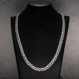 VVS1 D Färg Iced Out Diamond Miami -halsband för män 8mm Sterling Sier Cuban Link Chain Moissanite