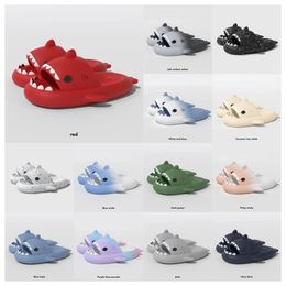 New Luxury designer woman sandal Summer Shark Slippers Men Couples Indoor Outdoor Shark Slides Thick Soled Shoes Sandals black white blue Gradient Flip Flops