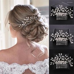 Hair Clips Silver Colour Crystal Comb Hairpin Headbands Tiaras For Women Bride Girl Wedding Bridal Accessories Jewellery Band