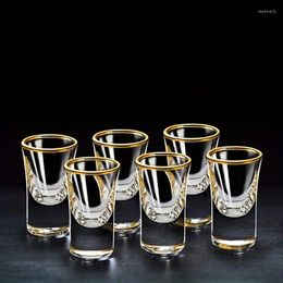 Wine Glasses 6pcs 15ml Mini Gold Foil Creative Gilt Edged Glass For Liquor Bourbon Tequila Drink Bar Club Restaurant Tool