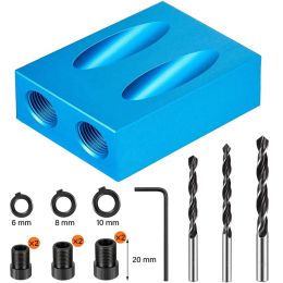 Woodworking Oblique Pocket Hole Locator Jig Kit 15 Degree Angle Drill Guide Set Hole Puncher DIY Carpentry Tools Drill Bits