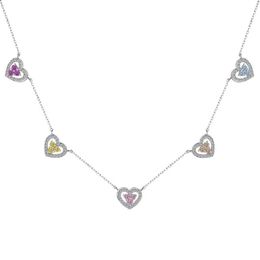 Pendant Necklaces S925 Silver Heart Necklace Women Hollow Diamond Pendant Necklace Female Sparkling 5A Zircon Design Luxury Jewellery Girl Holiday Q240525