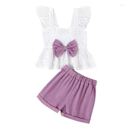 Clothing Sets Toddler Infant Baby Girls Summer Clothes Solid Ruffle Sleeveless Halter Crop Tops Bloomers Shorts Set Cute Outfits