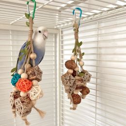 Colourful Hanging Parrot Bird Molar Toy Articles Parrot Bite Pet Bird Toy for Parrot Training Bird Cage Hanging Swing Biting Toys