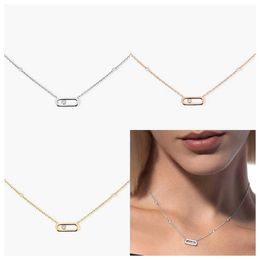 Pendant Necklaces Classic Moving Diamond Necklaces S925 Sterling Silver Fashion Trend Jewellery Holiday Party Gift Q240525