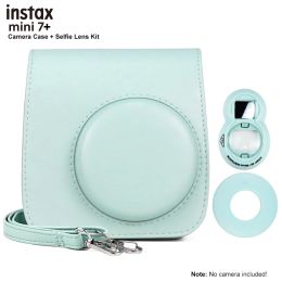 Fujifilm Instax Mini 7+ Instant Film Camera Accessories-PU Carry Bag Transparent Case Shoulder Strap and Close-up Selfie Lens