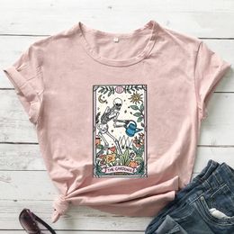 Women's T Shirts The Skull Card Of Gardener T-shirt Funny Skeleton Plants Shirt Plant Lady Gothic Style Tee Women Fashion Casual Vintage Top