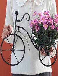 Bicycle Flower Basket Wall Art Wall Mount Hanging Flawer Rack Unique Art Ornaments Classic Retro Style For Home Decoration Y09104531333