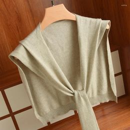Scarves Wool Knitted Shawl Scarf Women Autumn Winter Solid Cape With Shirt Korea Fashion Clothes Decorative Wrap Pashmina Back Warmer