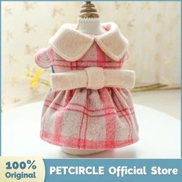 Dog Apparel PETCIRCLE Puppy Clothes Pink Doll Collar Woollen Dress Pet Cat Fit Small All Season Cute Costume Cloth Skirt