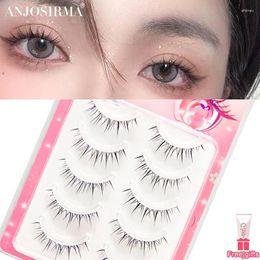 False Eyelashes ANJOSIRMA 5 Pairs Natural Fluffy Wispy Lashes 3D Volume Strip Curl Fake With Clear Eye