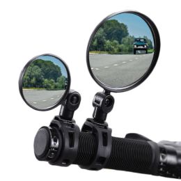 Bicycle Round Auxiliary Mirrors 360 Degree Adjustable Wide Angle Rearview Mirror Handlebar Mount Bike Convex Mirror S/L