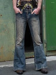 Men's Jeans Flare Vintage Solid Straight Men Punk Style Button Denim Pants Streetwear Trousers S-3XL