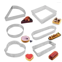 Baking Moulds Zackoo Stainless Steel Tart Ring Mousse Mould Cookies Pastry Circle Cutter 304 Perforated Tower DIY Dessert Cake Rings Moulds