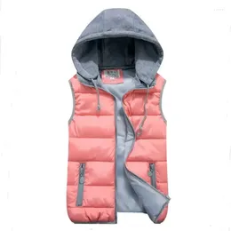 Women's Vests Women Autumn Removable Hooded Thick Waistcoat Female Winter Warm Sleeveless Down Jackets Lady Outerwear Gilet