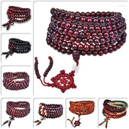 Strand Sandalwood Small Buddha Beads Bracelet Purple Multi Layered Men's Women's Bracelets 108 Wooden