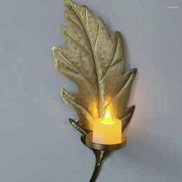 Candle Holders Feather Shape Wall Hanging Candlestick Iron Leaf Art Home Decoration Romantic Nordic Style Living Room Gold Colour Ornament