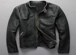 Vintage genuine leather jacket men black cowskin short simple motorcycle jacket men039s thin leather coat chaqueta cuero hombre9287195