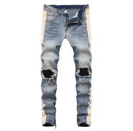 Top Quality Jeans Distressed Ripped Biker Pants Slim Fit Motorcycle Denim Pant Mens Designer Jeans Size 29405326155