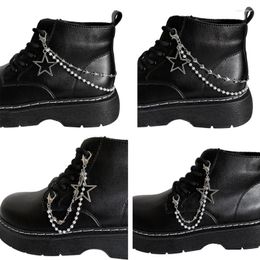 Anklets Double Layer Shoe Chains Fashionable Shoelace Decoration Star/Heart Pearls Buckle For Boots And Canvas Shoes