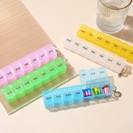 1pcs New Weekly Mini Pill Medicine Box 5 Colours Tablet Holder Storage Organiser Container 7 Grids Independent Lattice Hot