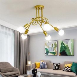 Chandeliers Sputnik Chandelier Light Fixture Hanging Height Adjustable Gold Black Pendant Ing For Living Room Bedroom Farmhouse