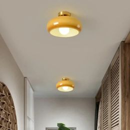 Modern Yellow Glass LED Pendant Lights Fixtures 40W Copper Bedroom Living Room Beside Nordic Hanging Lamparas Chandelier Lamp