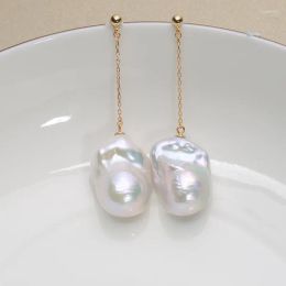 Dangle Earrings Jane Jewellery Natural Freshwater Baroque Pearl Stud Ear Line 925 Gold Sterling Silver Fine For Women 15-23mm EAQ Geuam