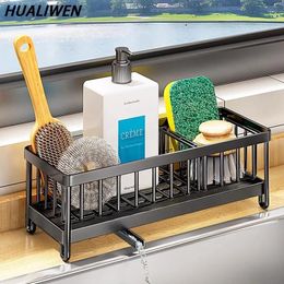 Kitchen Storage Sponge Holder Organiser Dish Drainer Soap Rack Sink Tray Stainless Steel Basket Shelf Accessories