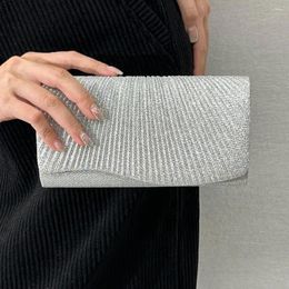 Shoulder Bags Polyester Chain Glitter Clutches Cloth Magnetic Buckle Luxury Dinner Bag Pleated Handbag Envelope Evening Shopping