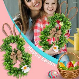Party Decoration Front Door Decor Vibrant Easter Wreath With Bow-knot Natural Looking Hanging Garland For Easy Maintenance